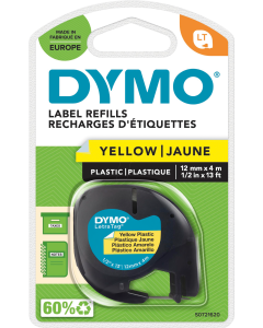 DYMO Tape LetraTag plastic 12mm x 4m yellow