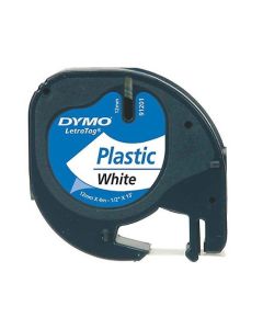 DYMO Tape LetraTag plastic 12mm x 4m white