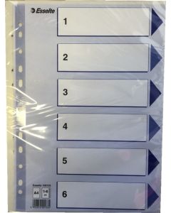1-6 Numerohakemisto A4 ESSELTE muovi 20srj/ltk