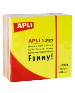 APLI Viestilappukuutio 75x75mm Neonväri, myyntierä 1 kpl